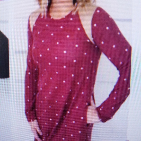Chris & Carol Burgundy Polka Dot Dress Size M - Picture 7 of 7